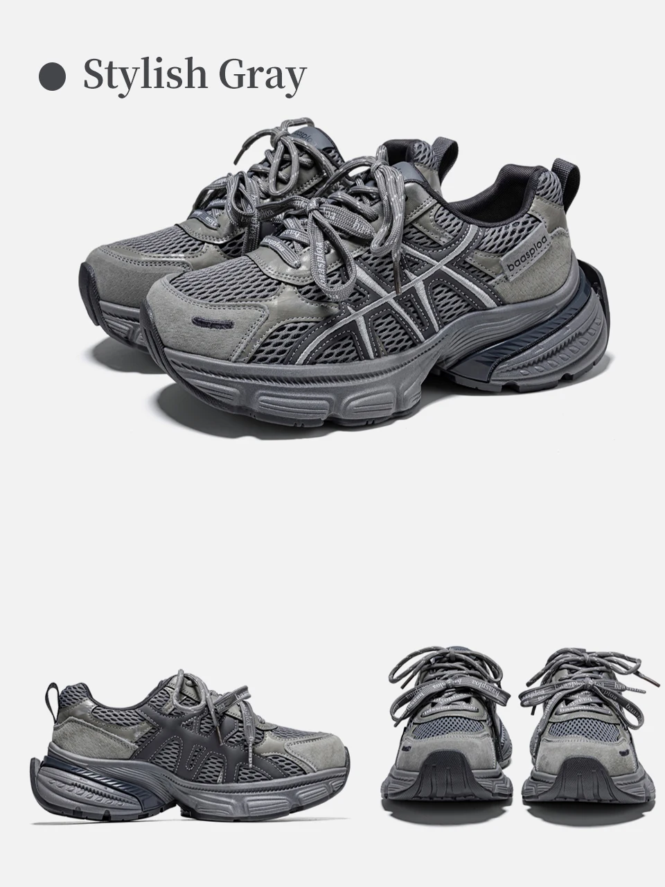 Baasploa Women Walking Shoes Mesh Breathable Casual Sneakers Female Fashion Height Increase Chunky Sneakers Retro Sport Shoes