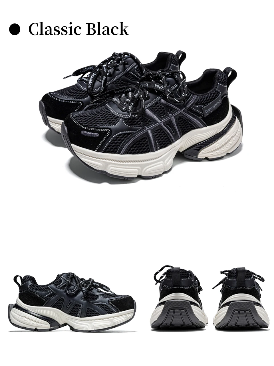Baasploa Women Walking Shoes Mesh Breathable Casual Sneakers Female Fashion Height Increase Chunky Sneakers Retro Sport Shoes