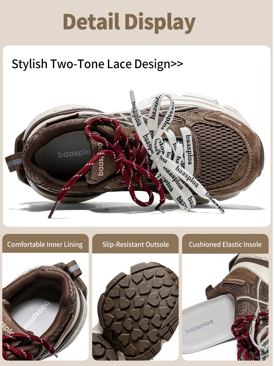 Baasploa Women Walking Shoes Mesh Breathable Casual Sneakers Female Fashion Height Increase Chunky Sneakers Retro Sport Shoes