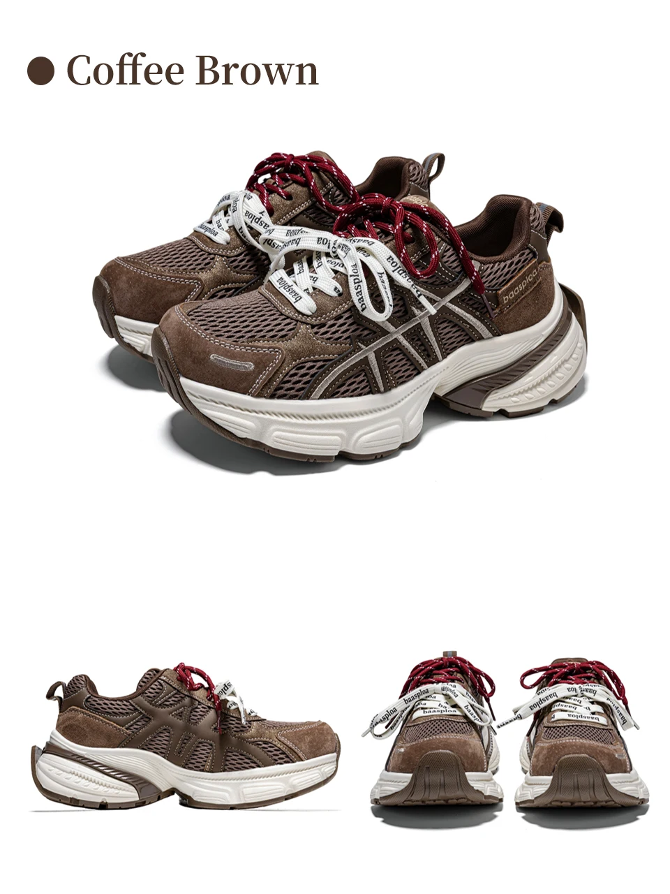 Baasploa Women Walking Shoes Mesh Breathable Casual Sneakers Female Fashion Height Increase Chunky Sneakers Retro Sport Shoes
