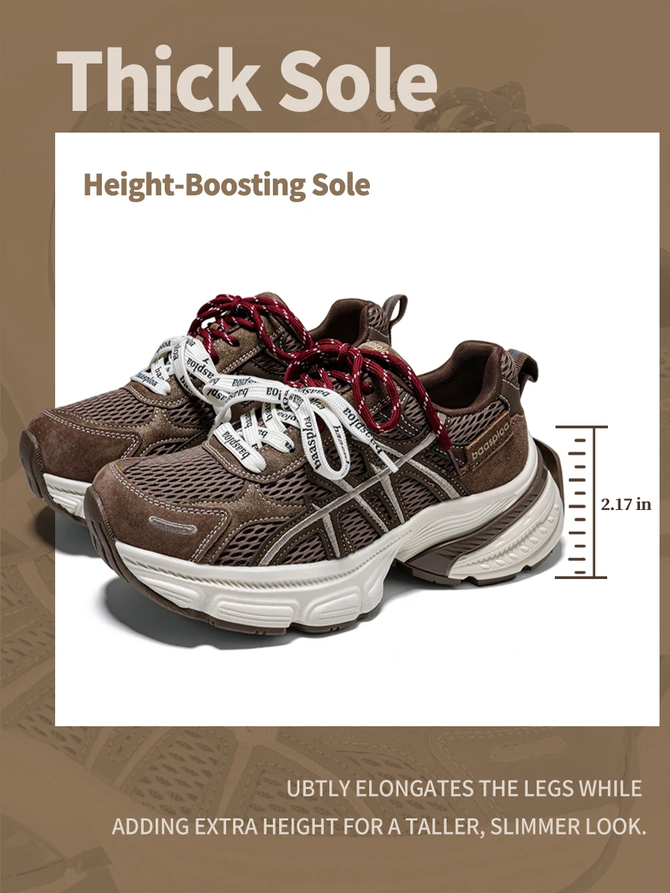 Baasploa Women Walking Shoes Mesh Breathable Casual Sneakers Female Fashion Height Increase Chunky Sneakers Retro Sport Shoes