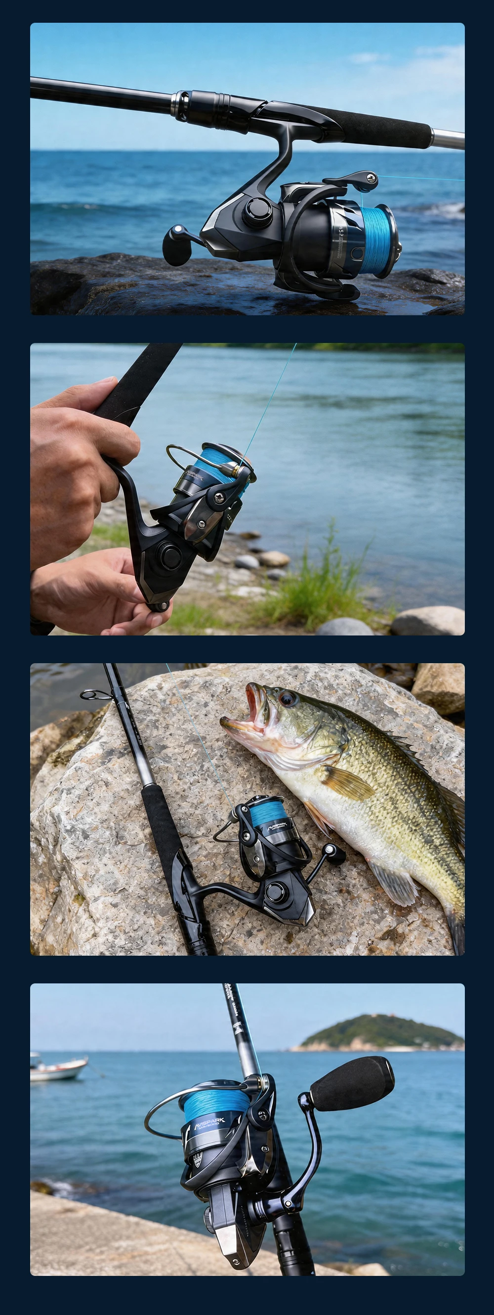 Soloking AVISPARK Spinning Fishing Reel 15KG Max Drag Power 5.2:1 Gear Ratio Ultra-Smooth Spinning Reel for Bass Pike Fishing