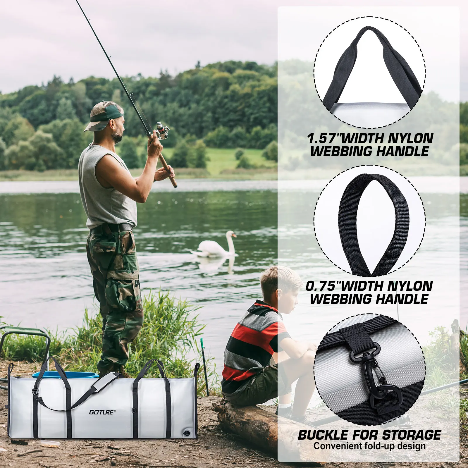 Fishing Cooler Bag Live Fish Insulated Cooler Bag Freshness 72 Hour Cold Retention Collapsible Waterproof PVC Fish Bag