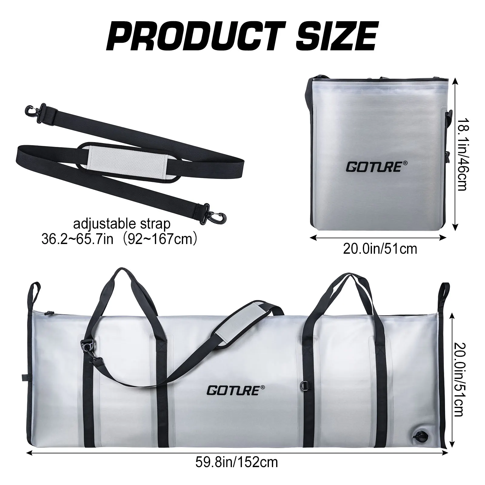 Fishing Cooler Bag Live Fish Insulated Cooler Bag Freshness 72 Hour Cold Retention Collapsible Waterproof PVC Fish Bag