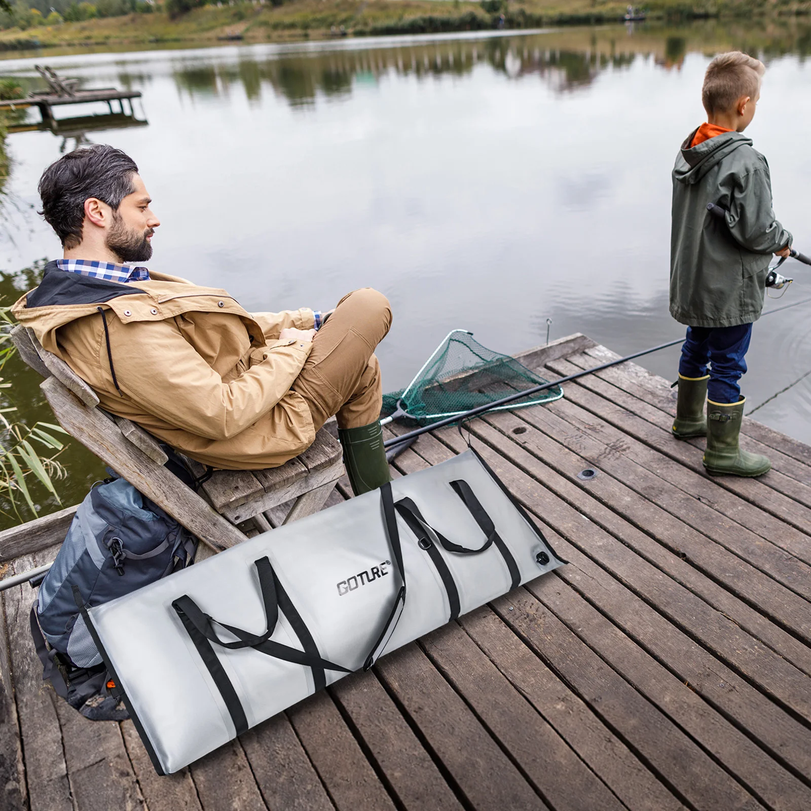 Fishing Cooler Bag Live Fish Insulated Cooler Bag Freshness 72 Hour Cold Retention Collapsible Waterproof PVC Fish Bag