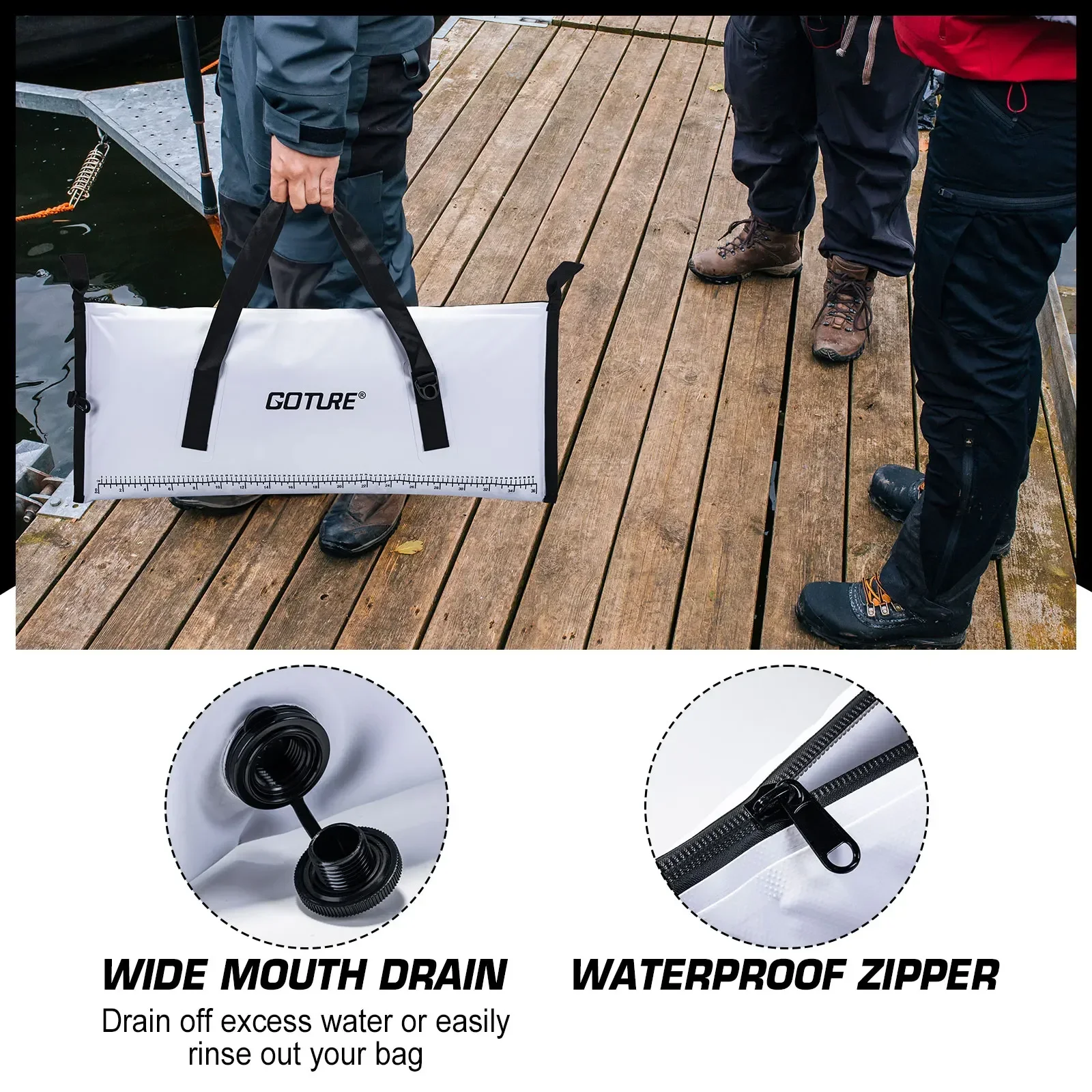 Fishing Cooler Bag Live Fish Insulated Cooler Bag Freshness 72 Hour Cold Retention Collapsible Waterproof PVC Fish Bag