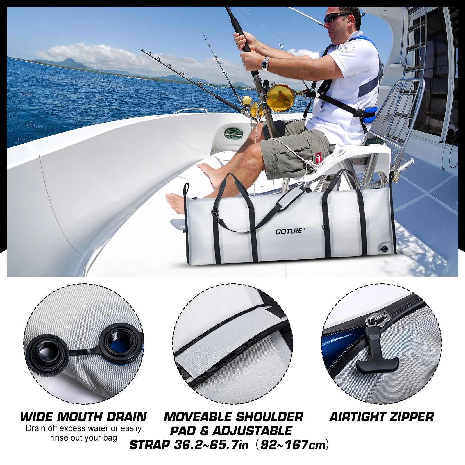 Fishing Cooler Bag Live Fish Insulated Cooler Bag Freshness 72 Hour Cold Retention Collapsible Waterproof PVC Fish Bag