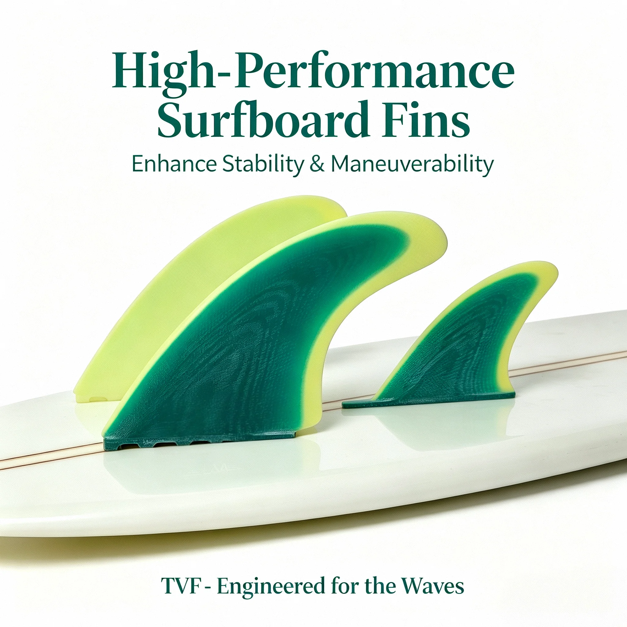 FUT Surfboard Fins, 3-Piece Surfboard Fin Set, Professional Surf Fins, Multi-Layer Laminated Surfboard Fins, Durable and Non-Sli