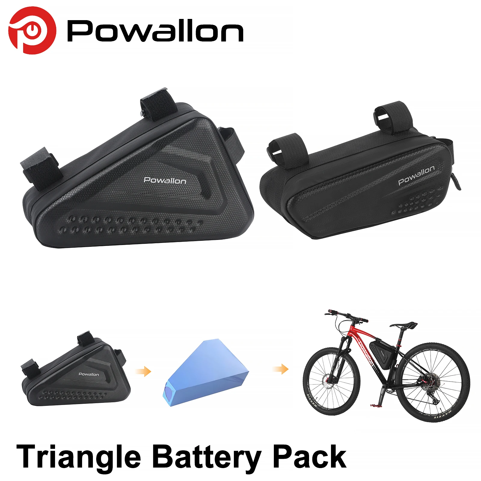 Waterproof Hard Shell E-Bike Triangle Battery Bag, 2 Styles Electric Bicycle Frame Tube Battery Storage Carry Pouch for Ebike