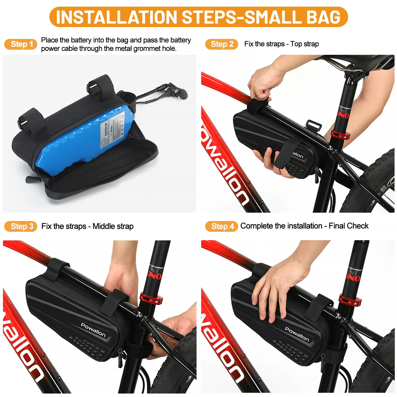Waterproof Hard Shell E-Bike Triangle Battery Bag, 2 Styles Electric Bicycle Frame Tube Battery Storage Carry Pouch for Ebike