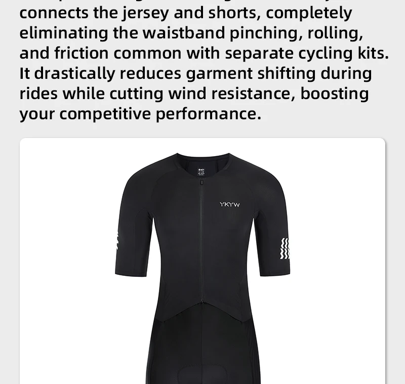 YKYWBIKE One-Piece Cycling Skinsuit Italy Interface Padded Aerodynamic Pro-Grade Elite Road Bike Set Bicycle Clothing Shorts