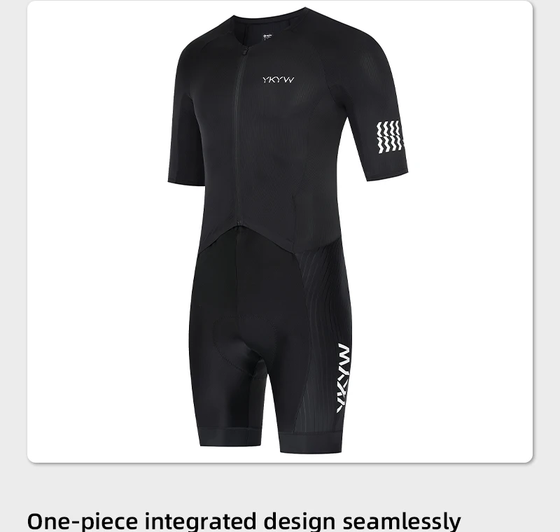 YKYWBIKE One-Piece Cycling Skinsuit Italy Interface Padded Aerodynamic Pro-Grade Elite Road Bike Set Bicycle Clothing Shorts