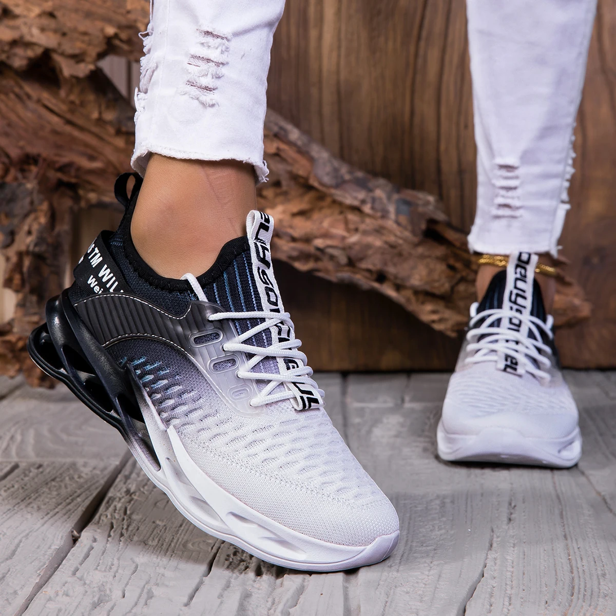 Women's Gradient Breathable Running Shoes, Lightweight Shock-absorbing Anti-slip, Stylish Versatile Sneakers for Daily Walk, Mou