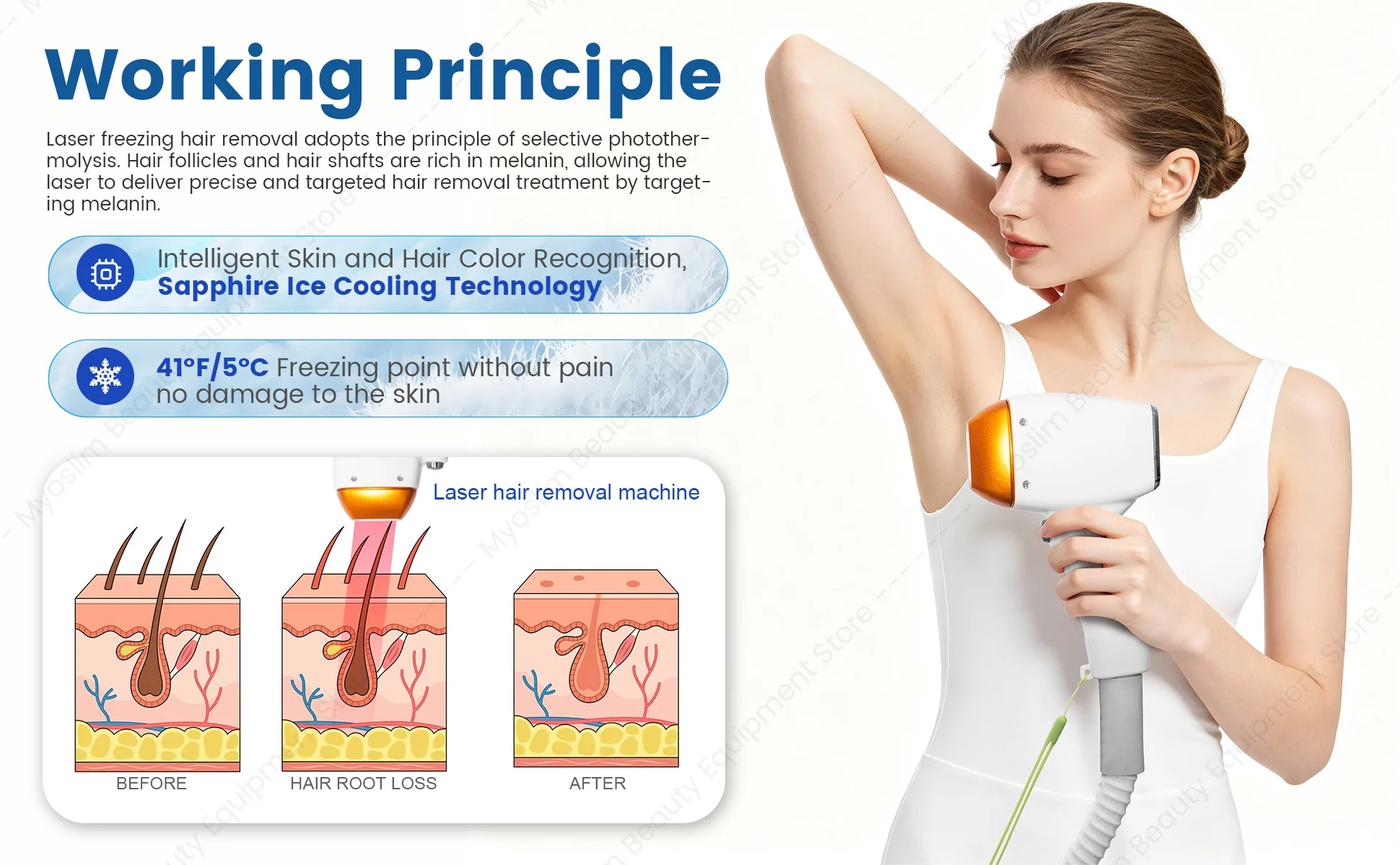 2 IN 1 Hair Removal Machine Beauty Equipment Permanent Hair Reduction Device With Cooling System For Salon Spa