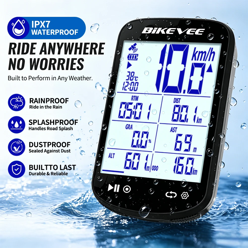 Multifunctional Smart Bluetooth Wireless GPS Bike Computer 2.6" LCD Large-Screen Digital Display with Auto Backlight Speedometer