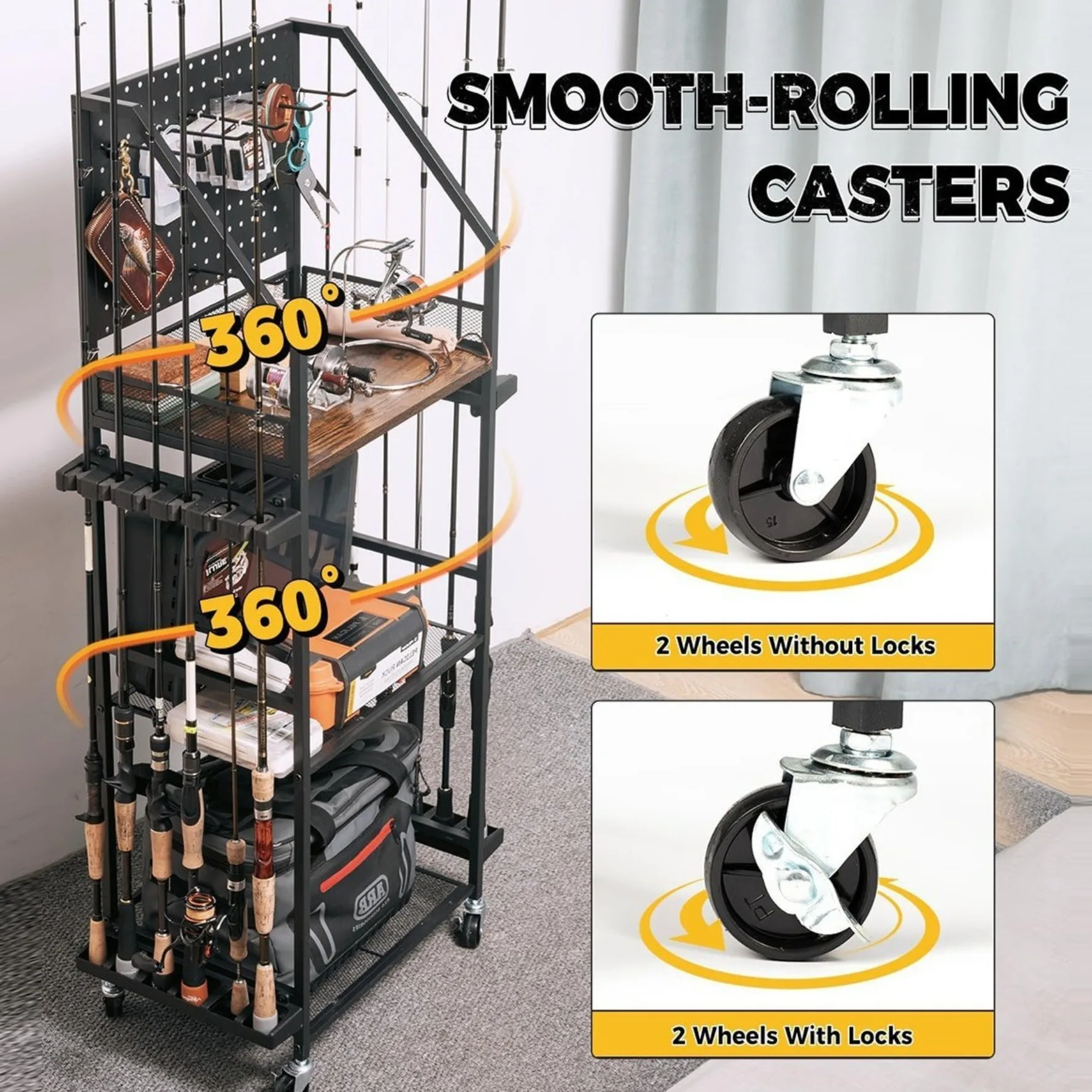 Multi-Functional Fishing Rod Storage Rack Multi-Layer Fishing Gear Organizer Shelf for Home Tool Holder