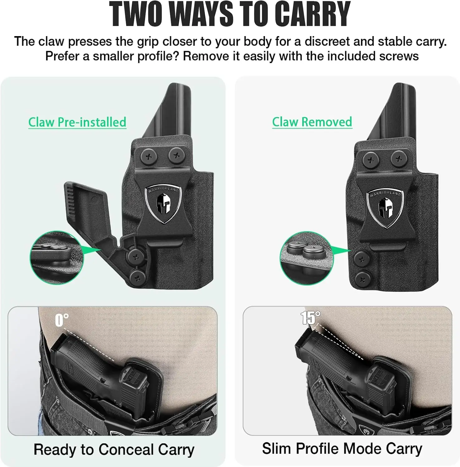 IWB Kydex Holster Fit S&W Bodygaurd 2.0 / Bodyguard 2.0 Carry Comp, Optic Cut &Claw,For red dot,Right Hand