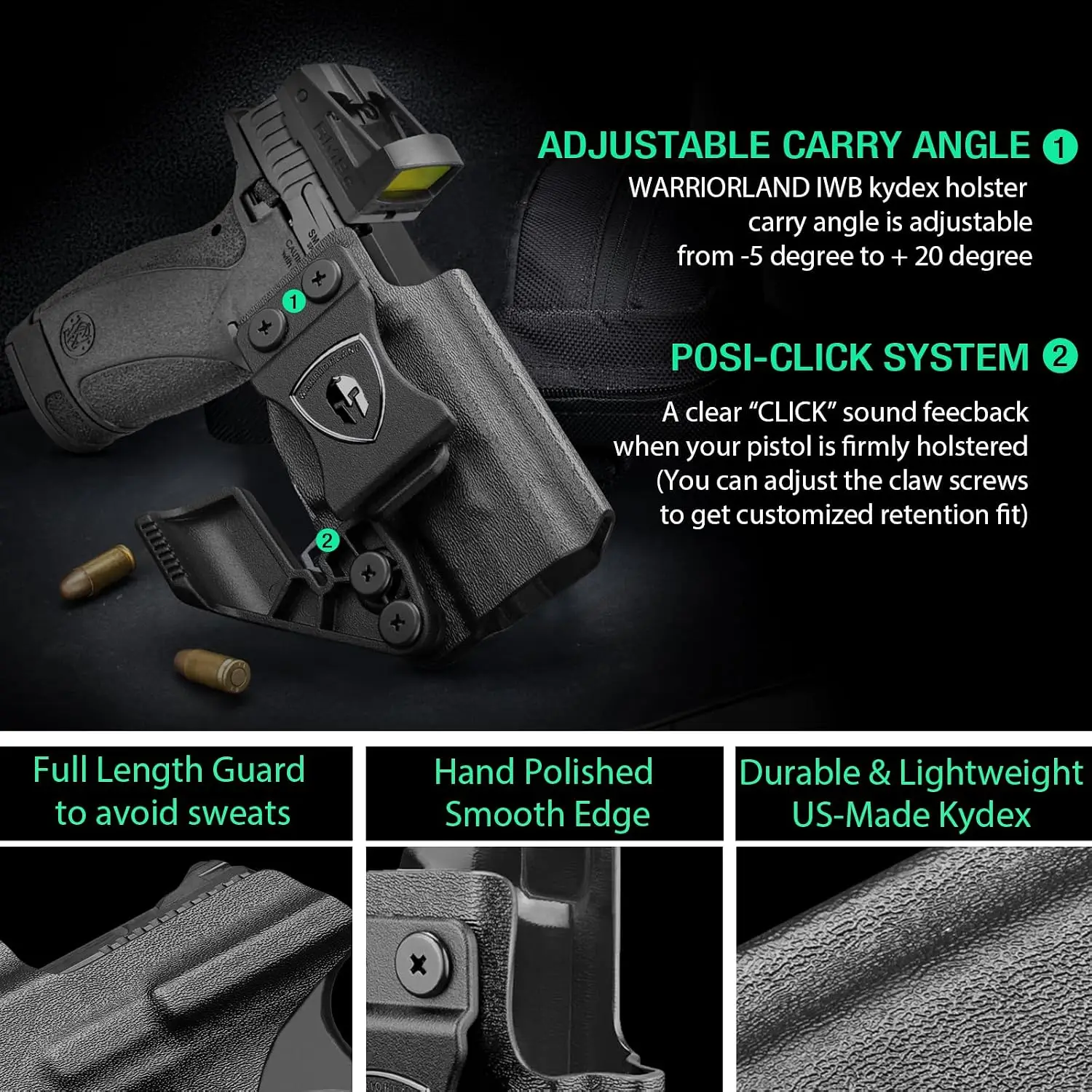 IWB Kydex Holster Fit S&W Bodygaurd 2.0 / Bodyguard 2.0 Carry Comp, Optic Cut &Claw,For red dot,Right Hand