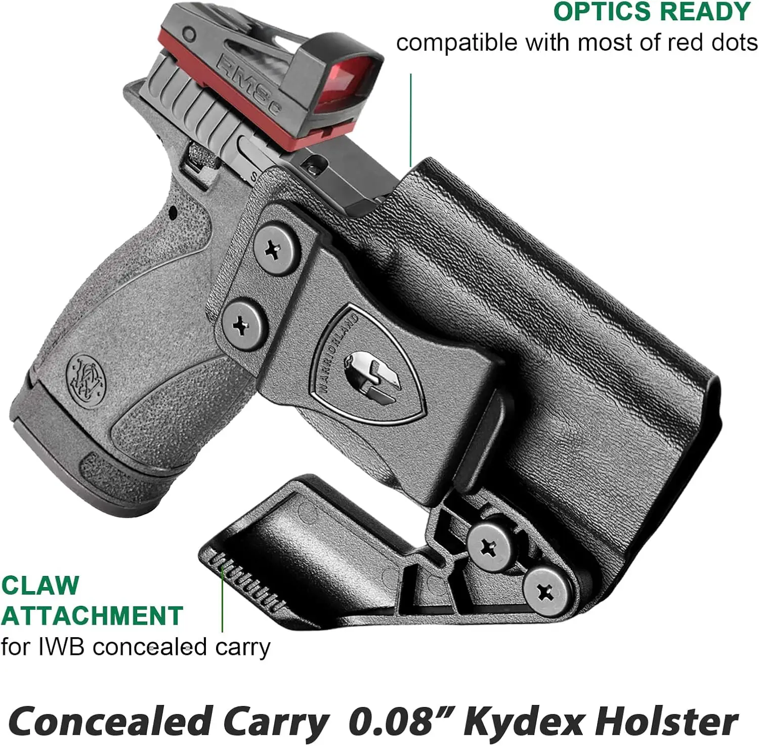 IWB Kydex Holster Fit S&W Bodygaurd 2.0 / Bodyguard 2.0 Carry Comp, Optic Cut &Claw,For red dot,Right Hand