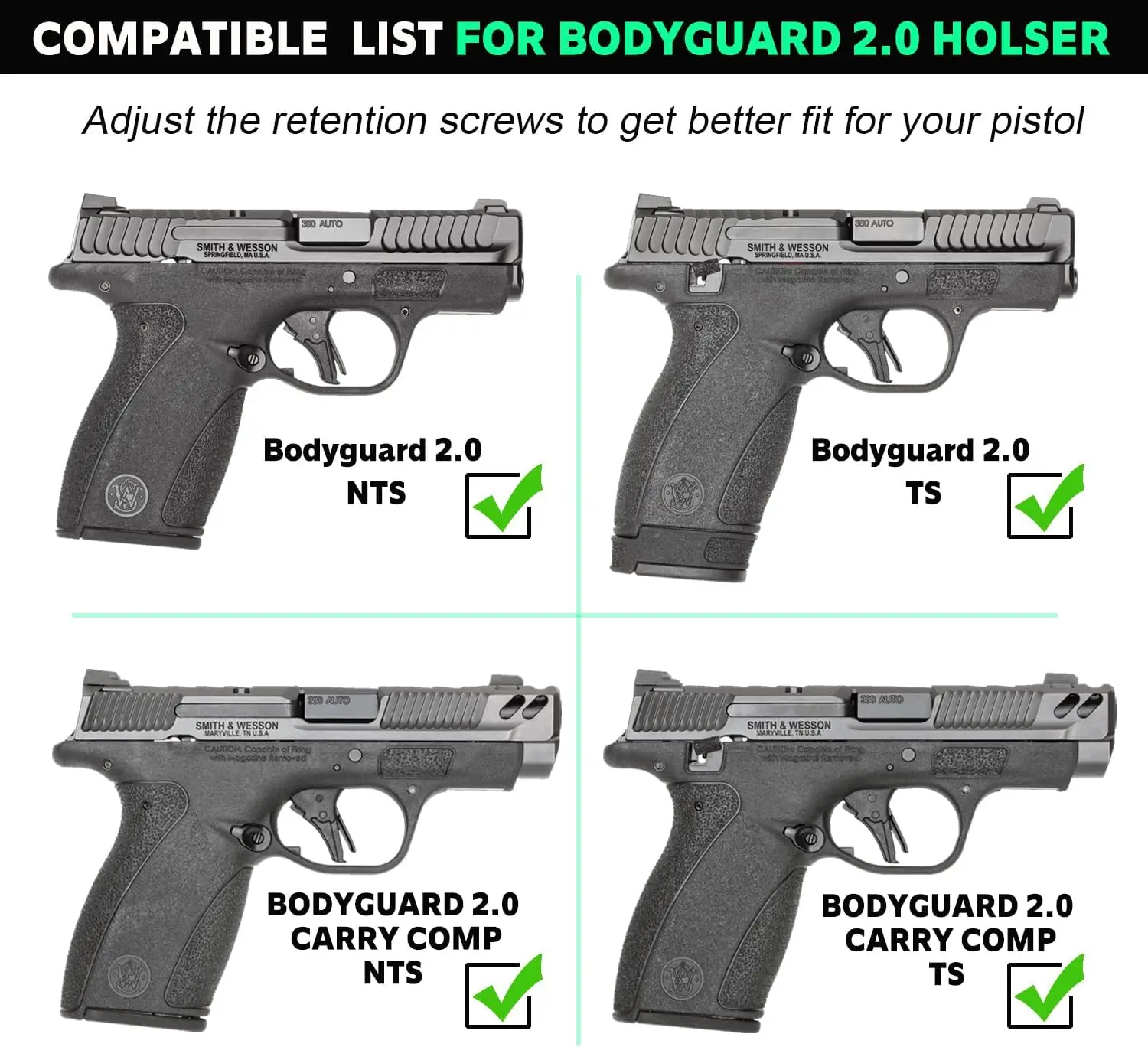 IWB Kydex Holster Fit S&W Bodygaurd 2.0 / Bodyguard 2.0 Carry Comp, Optic Cut &Claw,For red dot,Right Hand
