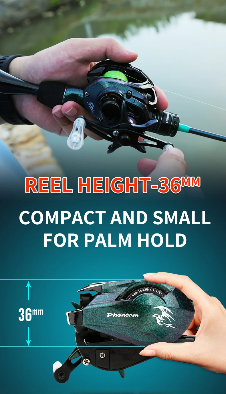Bait Casting Fishing Reel 121g Light Weight Carbon Fiber Body 4kg Drag Power for Small Fish Fishing Model:PHANTOM