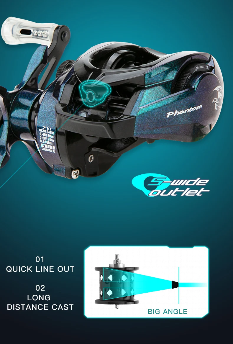Bait Casting Fishing Reel 121g Light Weight Carbon Fiber Body 4kg Drag Power for Small Fish Fishing Model:PHANTOM