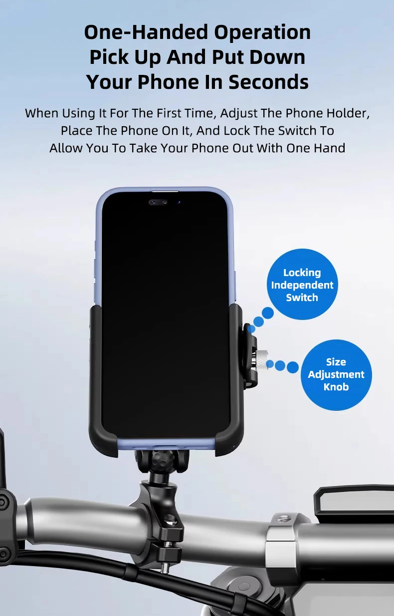 GUB P55 Motorcycle Bike Phone Holder Mount Not Block Camera Bicycle Phone Holder with 720 Degree Rotation for 4.7-7.2" Phone