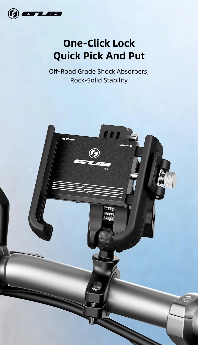 GUB P55 Motorcycle Bike Phone Holder Mount Not Block Camera Bicycle Phone Holder with 720 Degree Rotation for 4.7-7.2" Phone