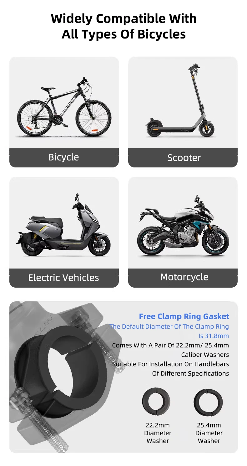 GUB P55 Motorcycle Bike Phone Holder Mount Not Block Camera Bicycle Phone Holder with 720 Degree Rotation for 4.7-7.2" Phone