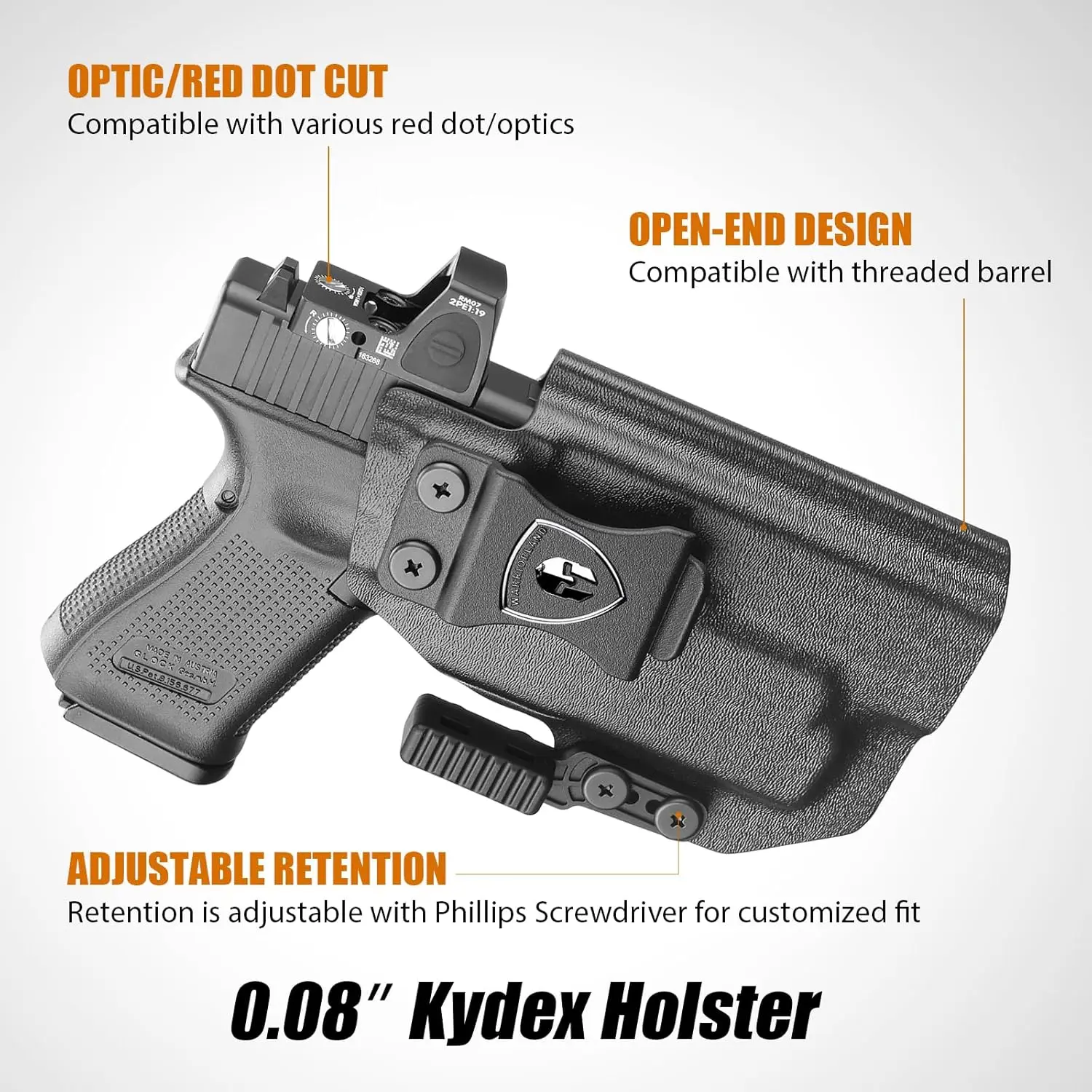 Only IWB Kydex Holster,Fit G17/19 Gen 3-6 &G19X/44/45 &G34 Gen 5 with Olight Baldr S/Mini/RL Mini,Right Hand