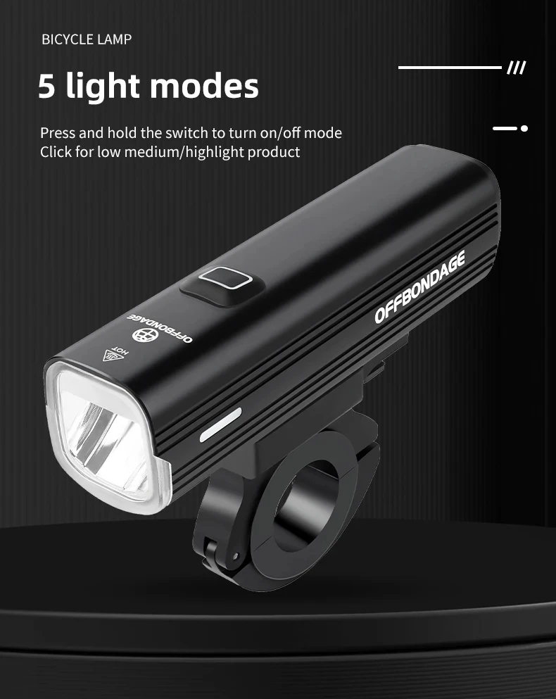 OFFBONDAGE Bicycle Light 1000Lumen Bike Headlight Flashlight Cycling Front Lamp USB Charging MTB Road Bike Rear Light Highlight