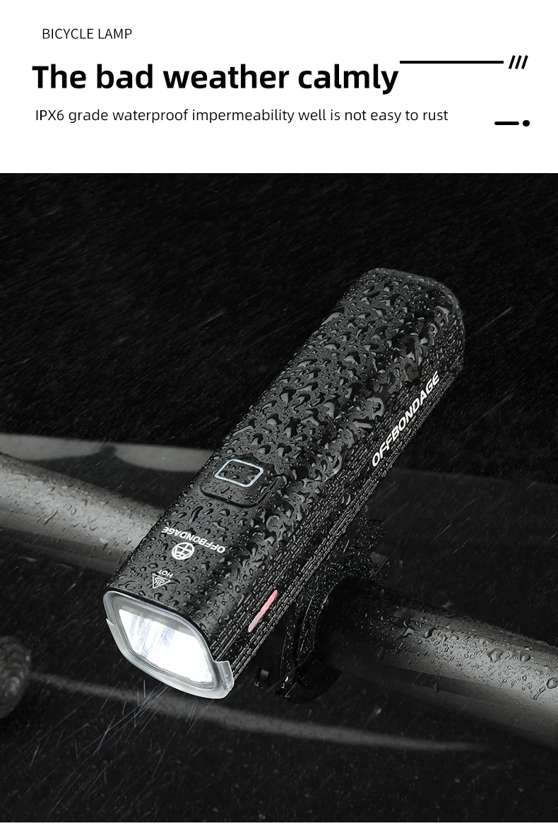 OFFBONDAGE Bicycle Light 1000Lumen Bike Headlight Flashlight Cycling Front Lamp USB Charging MTB Road Bike Rear Light Highlight