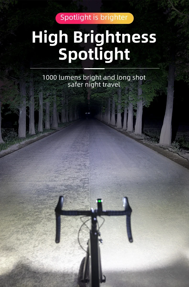 OFFBONDAGE Bicycle Light 1000Lumen Bike Headlight Flashlight Cycling Front Lamp USB Charging MTB Road Bike Rear Light Highlight