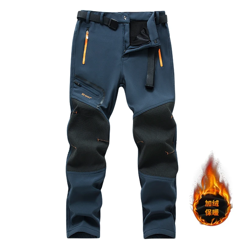 Men's Waterproof Hiking Pants Outdoor Fleece Lined Snow Ski Pants Winter Softshell Snowboard Pants
