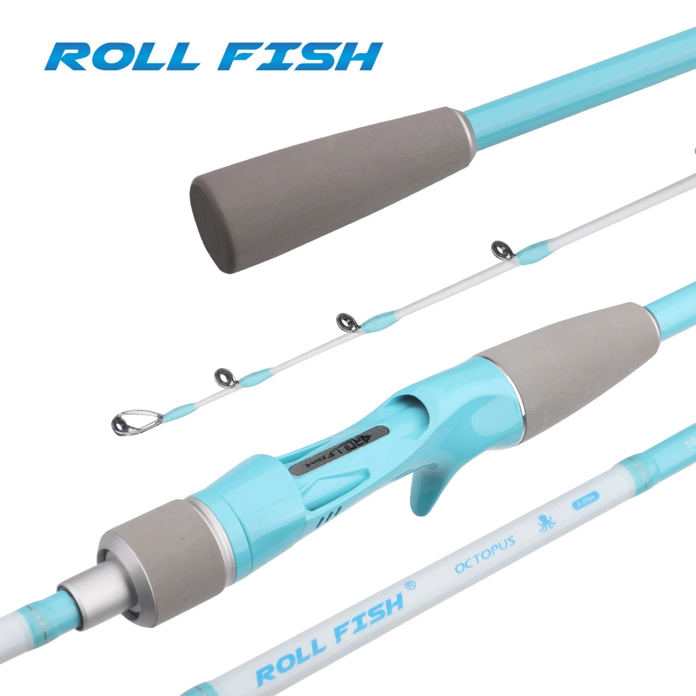 ROLLFISH 1.75m Titanium Tip Octopus Squid Cuttle Carbon Fiber Casting & Slow Jigging Fishing Rod Light Saltwater Boat
