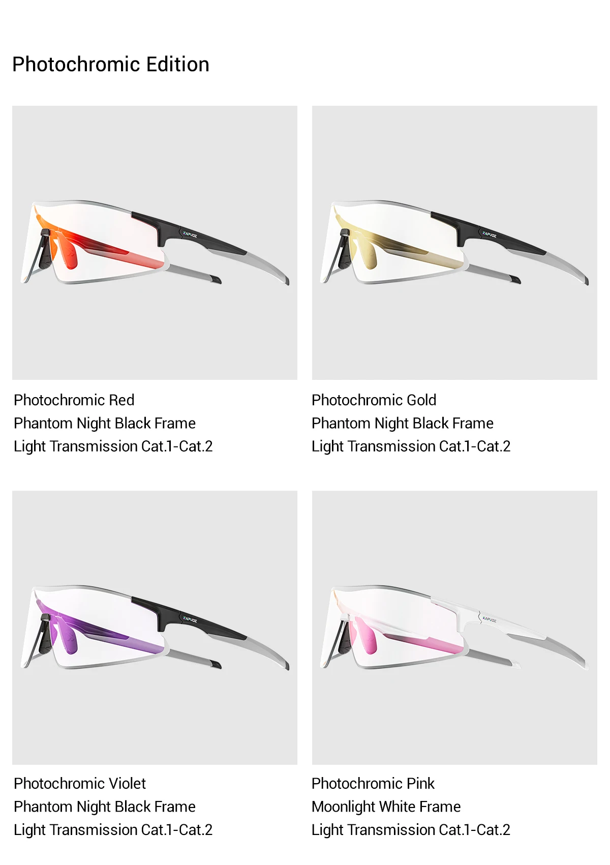 Kapvoe 2026 Cycling Glasses Men's Hiking Eyewear Fashion Sunglasses Photochromic Glasses New Sports MTB Road Bicycle Goggles