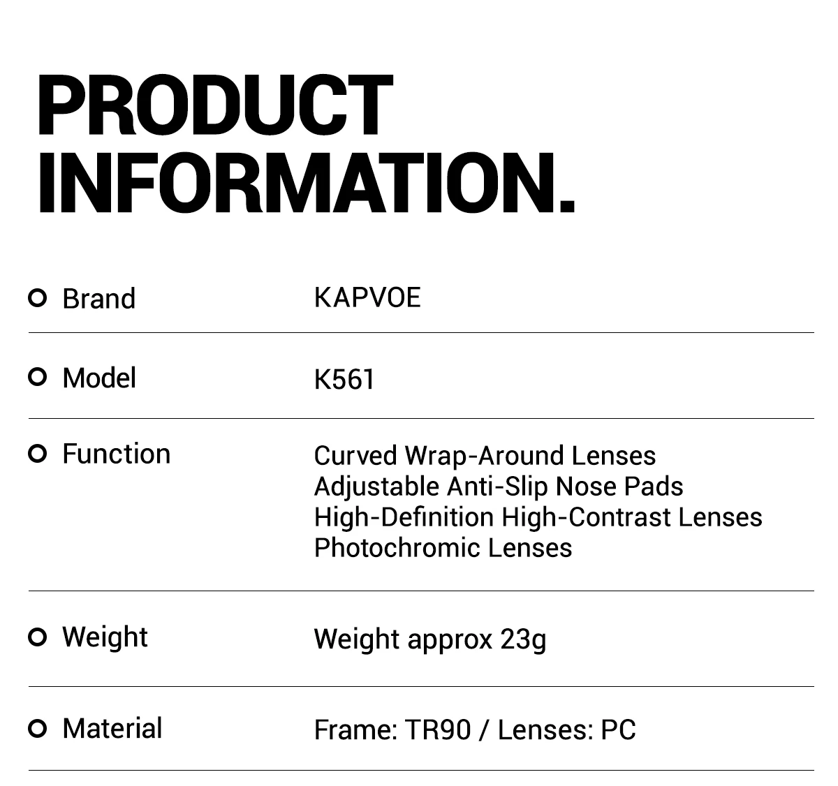 Kapvoe 2026 Cycling Glasses Men's Hiking Eyewear Fashion Sunglasses Photochromic Glasses New Sports MTB Road Bicycle Goggles