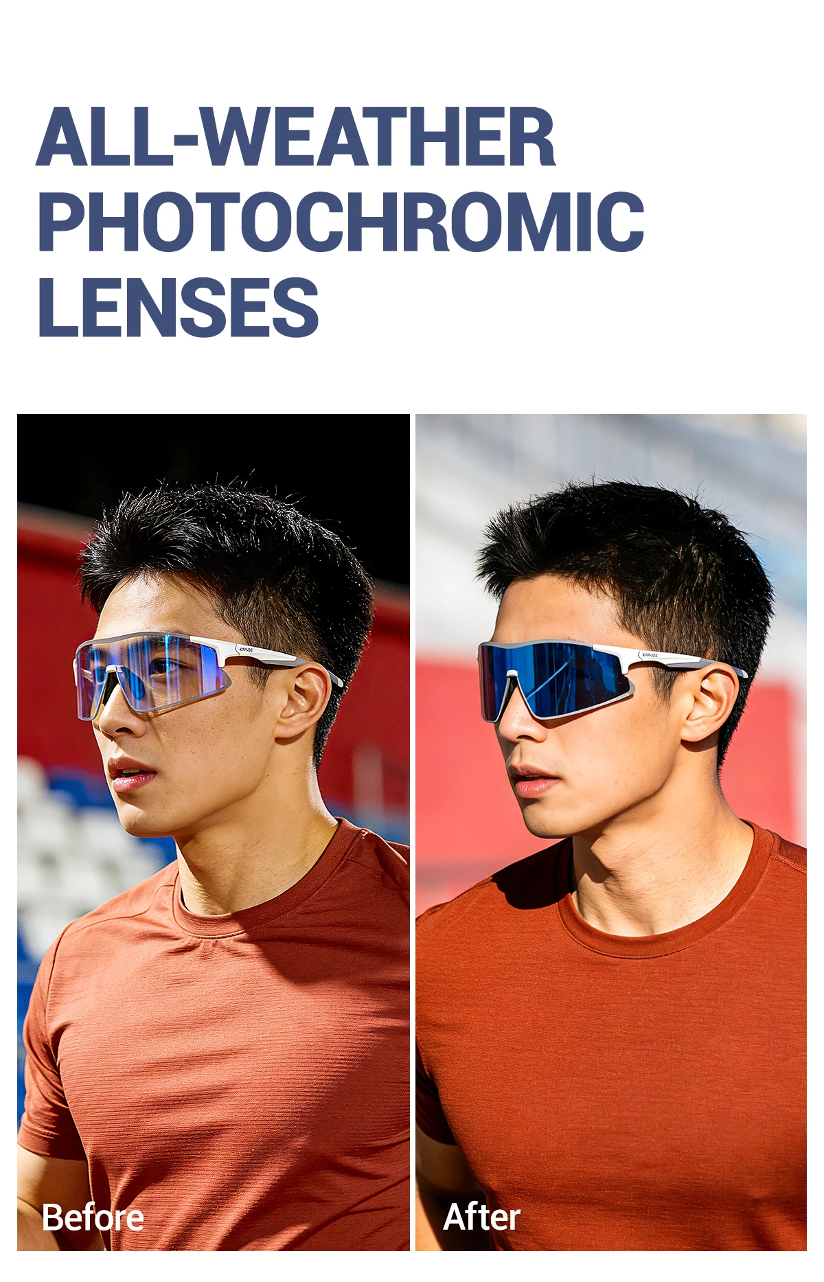 Kapvoe 2026 Cycling Glasses Men's Hiking Eyewear Fashion Sunglasses Photochromic Glasses New Sports MTB Road Bicycle Goggles