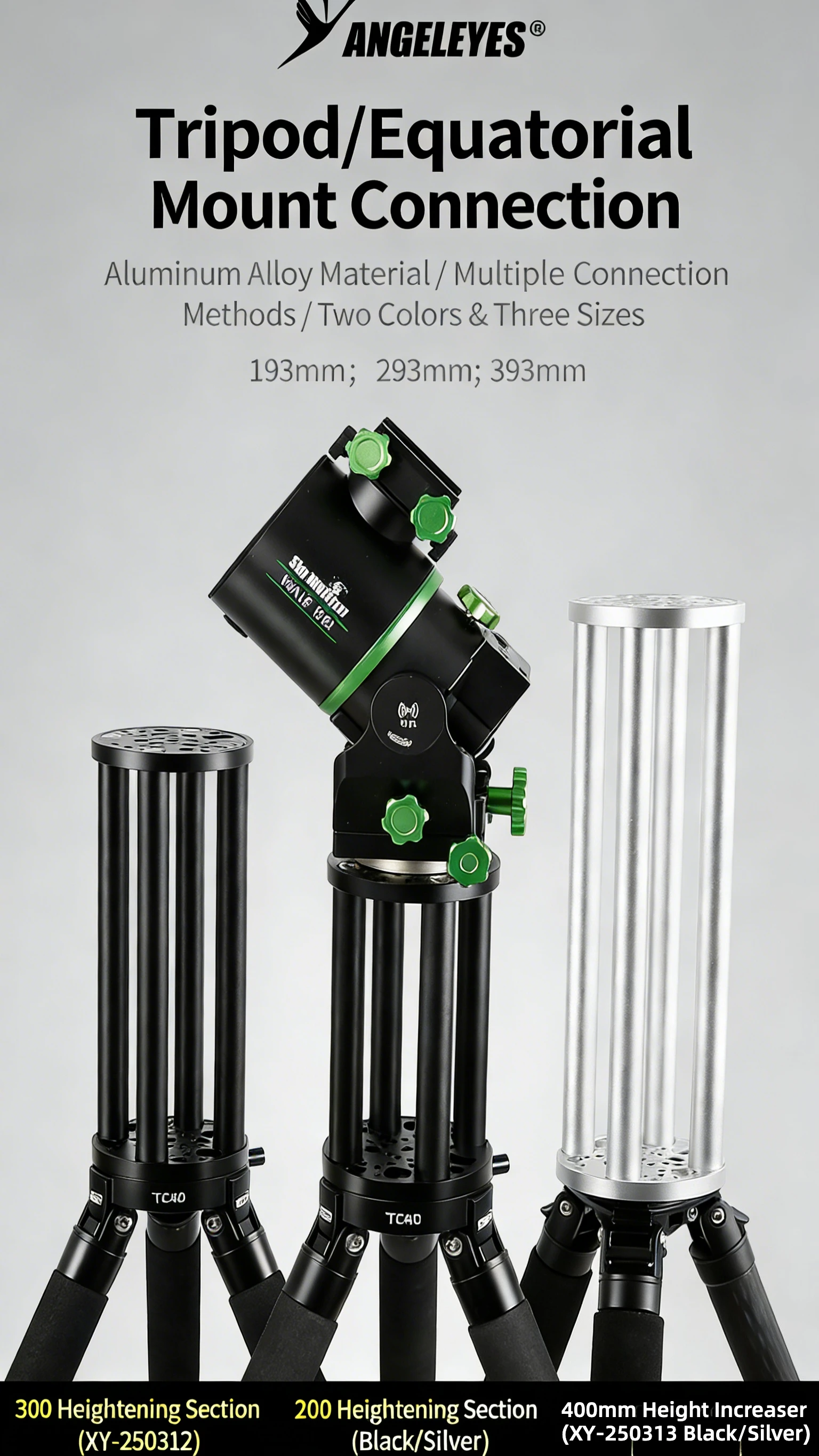 Angeleyes 200 300 400 Extension Pier for ZWO AM5 AM3 IOPTRON CEM40 GEM45 Equatorial TC40 EQ3 EQ5 Tripod Extend Column