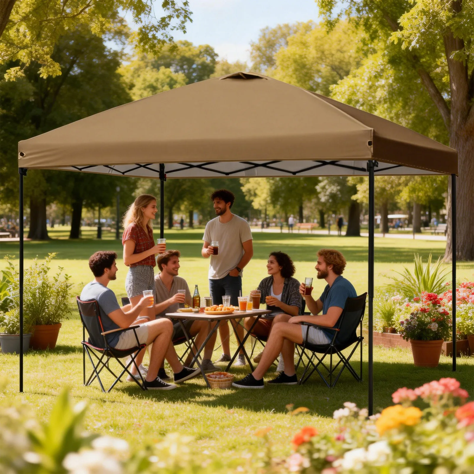 10x10 Pop Up Canopy Tent Outdoor, Portable Instant Heavy Duty Commercial Canopies Shelter UPF50Coated for Patio Party