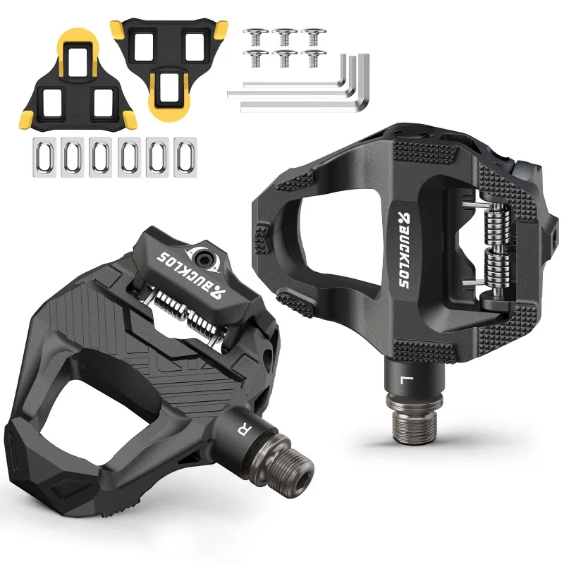 BUCKLOS PD-R685 Road Bicycle Pedals Carbon Fiber Dual Clipless Flat & Lock Pedal Sealed Bearing 9/16" Pedals for Shimano SPD-SL