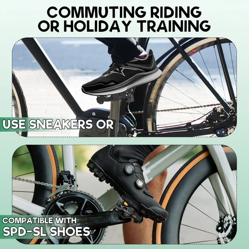 BUCKLOS PD-R685 Road Bicycle Pedals Carbon Fiber Dual Clipless Flat & Lock Pedal Sealed Bearing 9/16" Pedals for Shimano SPD-SL