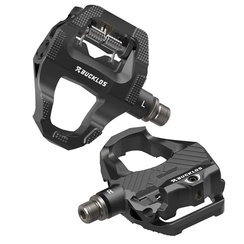 BUCKLOS PD-R685 Road Bicycle Pedals Carbon Fiber Dual Clipless Flat & Lock Pedal Sealed Bearing 9/16" Pedals for Shimano SPD-SL