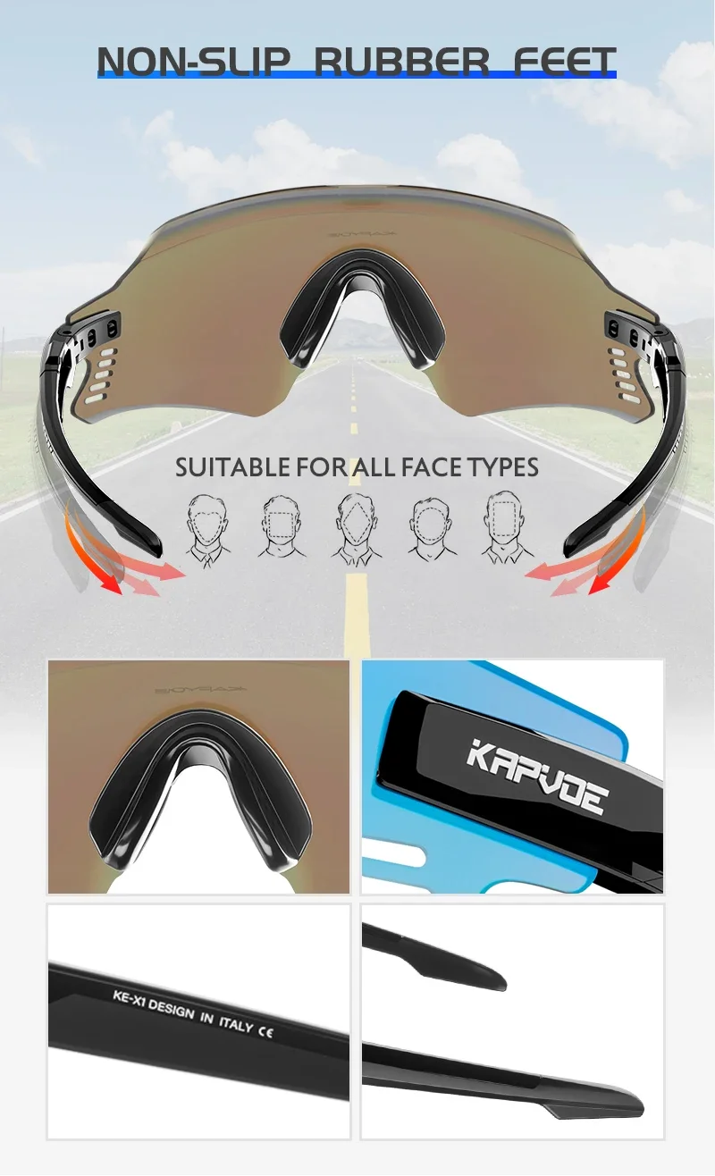 Kapvoe 2026 New Cycling Glasses Sunglasses MTB Bike Glasses Riding Snow Goggles Ski Sports Eyewear for Man Women Skiing Eyewear
