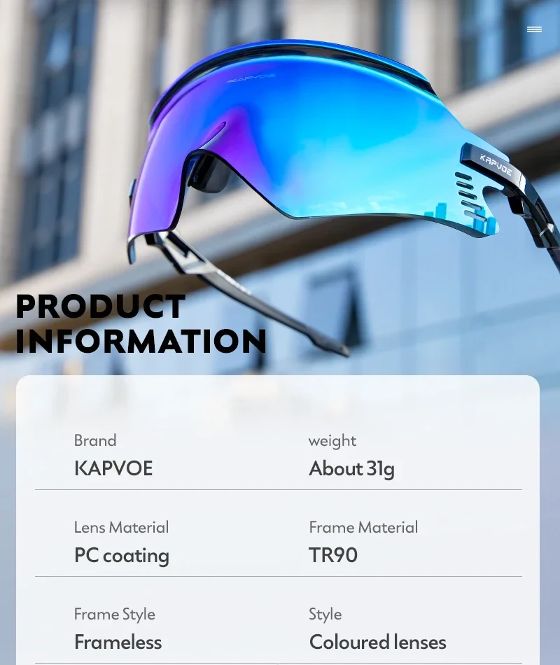 Kapvoe 2026 New Cycling Glasses Sunglasses MTB Bike Glasses Riding Snow Goggles Ski Sports Eyewear for Man Women Skiing Eyewear