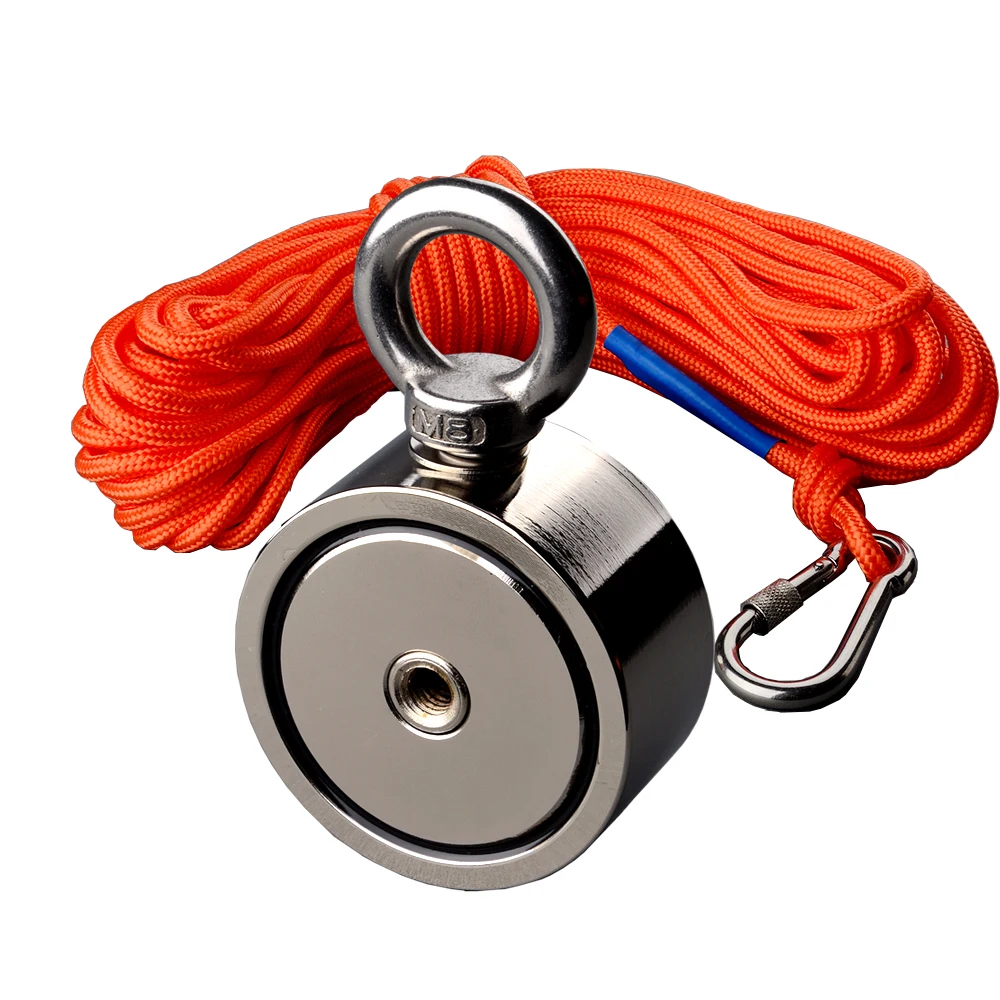 Two Side Fishing Magnet Set 80KG/120KG Each Side Retrieval Magnet N52 Neodymium Magnets with 10m Durable Rope