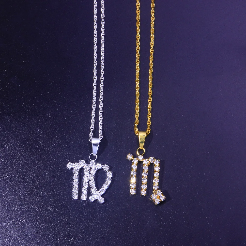 New Fashion Cute Elegant Star Zodiac 12 Constellation Necklace Jewelry Statement Pendant Necklace Crystal Designer Party Gifts