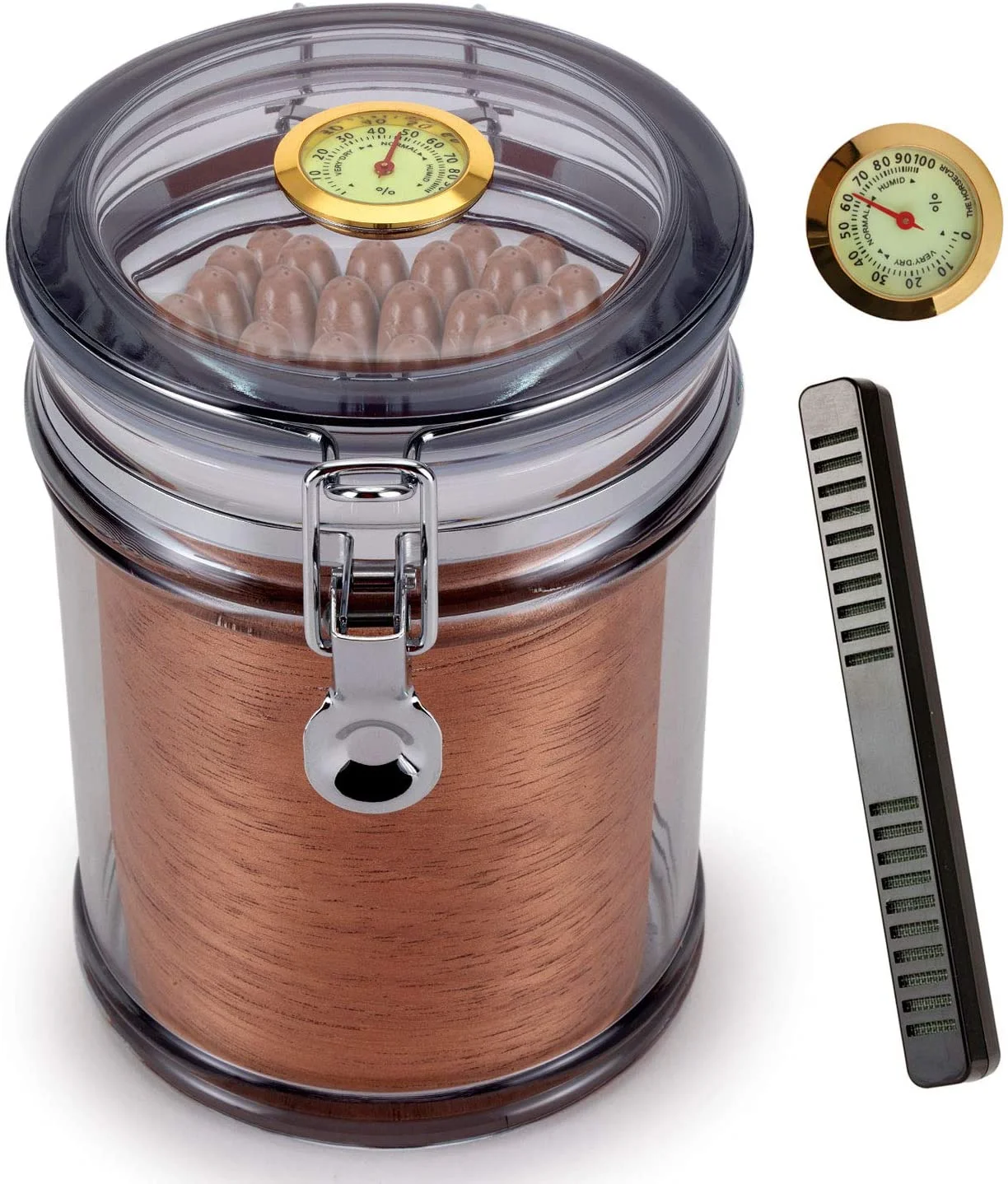 XIFEI Acrylic Humidor Jar With Hygrometer And Humidifier Portable Cigar Case Transparent Cigarette Box Fit 18 Cigars Tobacco
