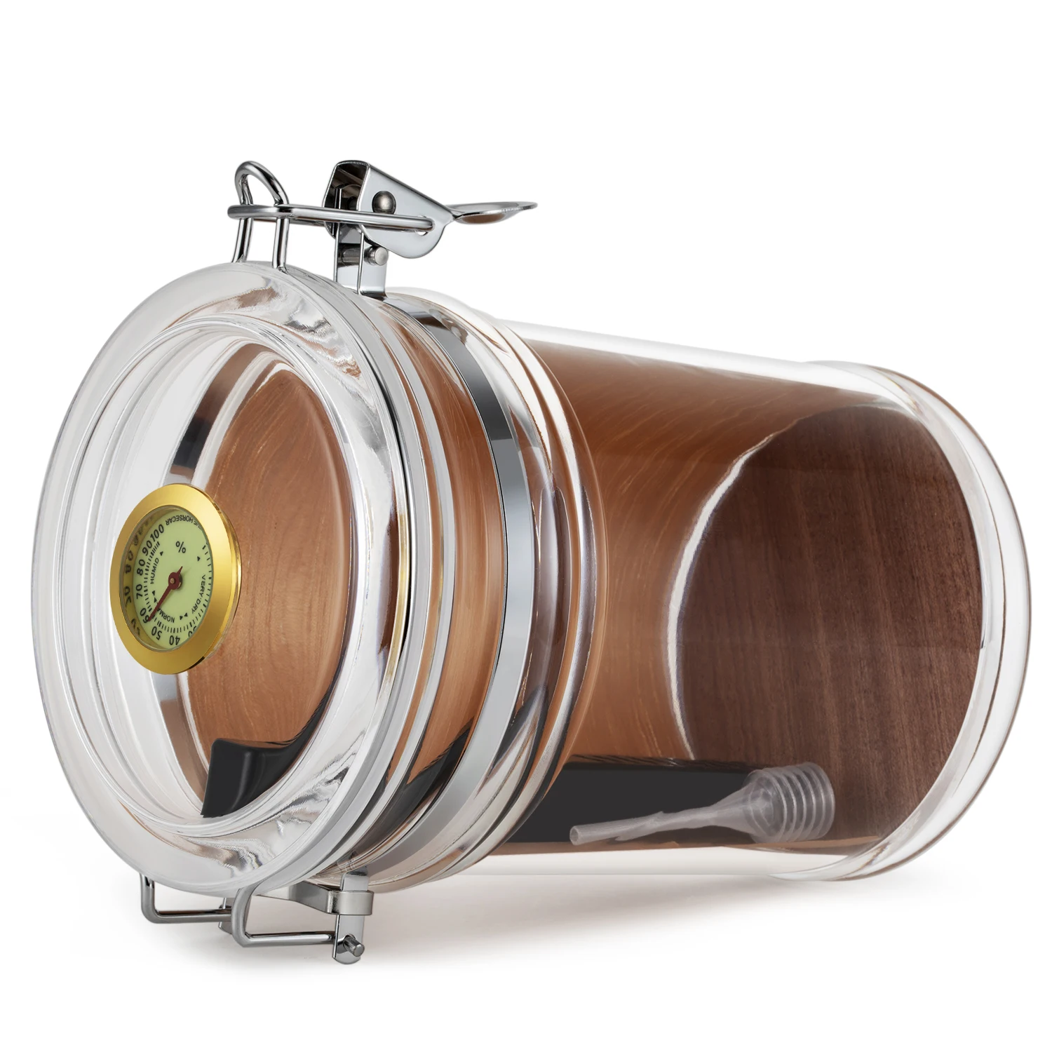 XIFEI Acrylic Humidor Jar With Hygrometer And Humidifier Portable Cigar Case Transparent Cigarette Box Fit 18 Cigars Tobacco