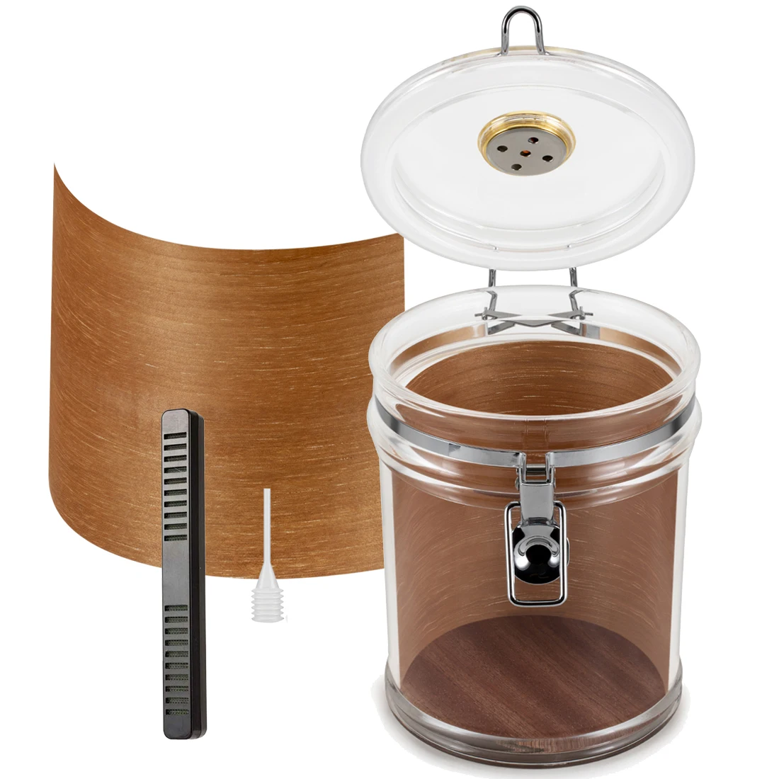 XIFEI Acrylic Humidor Jar With Hygrometer And Humidifier Portable Cigar Case Transparent Cigarette Box Fit 18 Cigars Tobacco